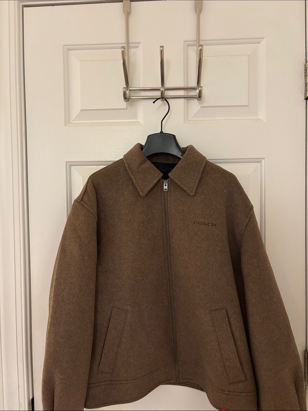 Coach Women’s Bomber Brown Wool-Blend Zip Jacket